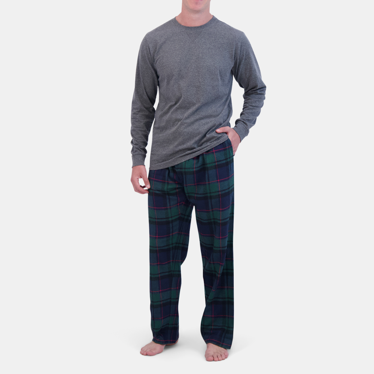 Flannel Pajamas Mens Grey Pajama Set Cozy Flannel Pajama Set